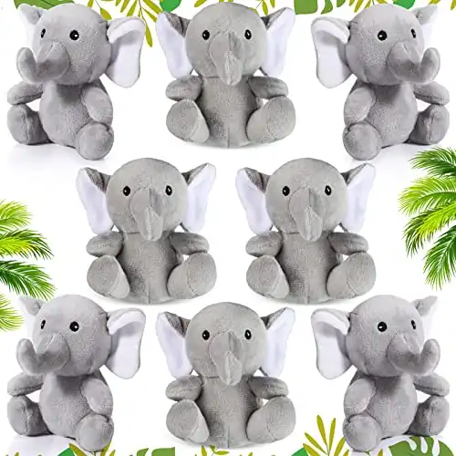 HyDren 8 Pcs Plush Valentine s Day Mini Elephant Stuffed Animal Toys 4 Inches Cute Soft Forest Elephant Toys for Baby Shower Birthday Party Christian Charity Donation Supplies(Grey)