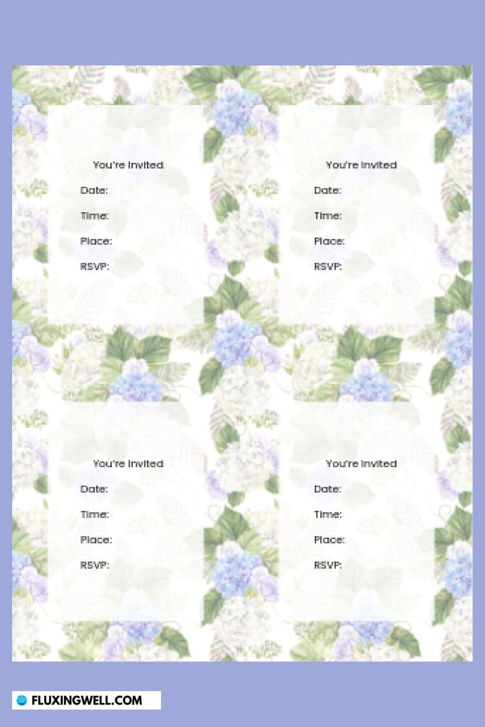 hydrangea themed party ideas invitations