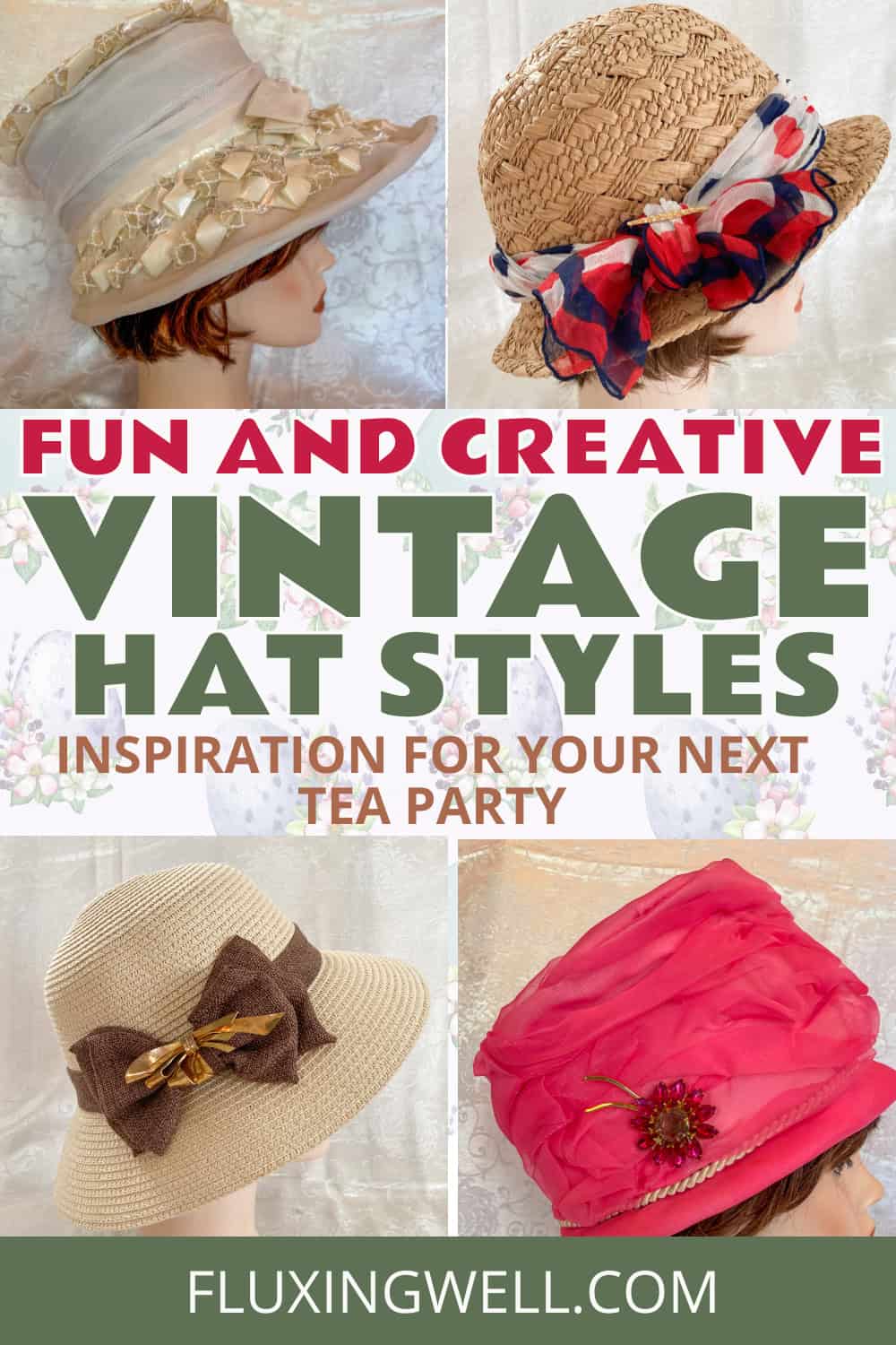 tea party hats vintage styles colorful hat collage