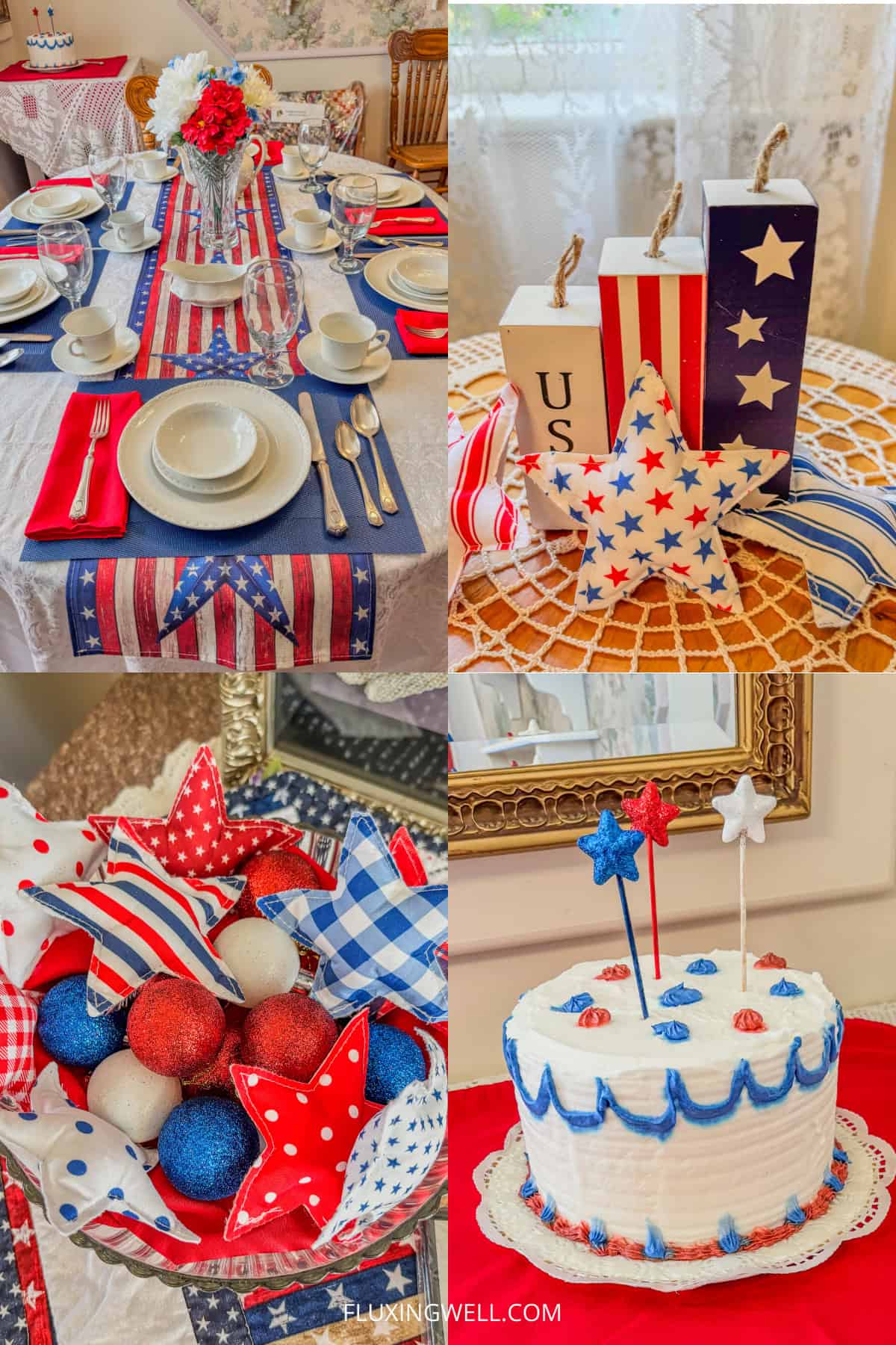 4th of july tablescapes collage