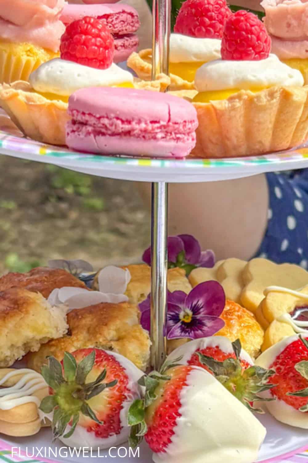 July 4th tea party ideas food on a tiered tray