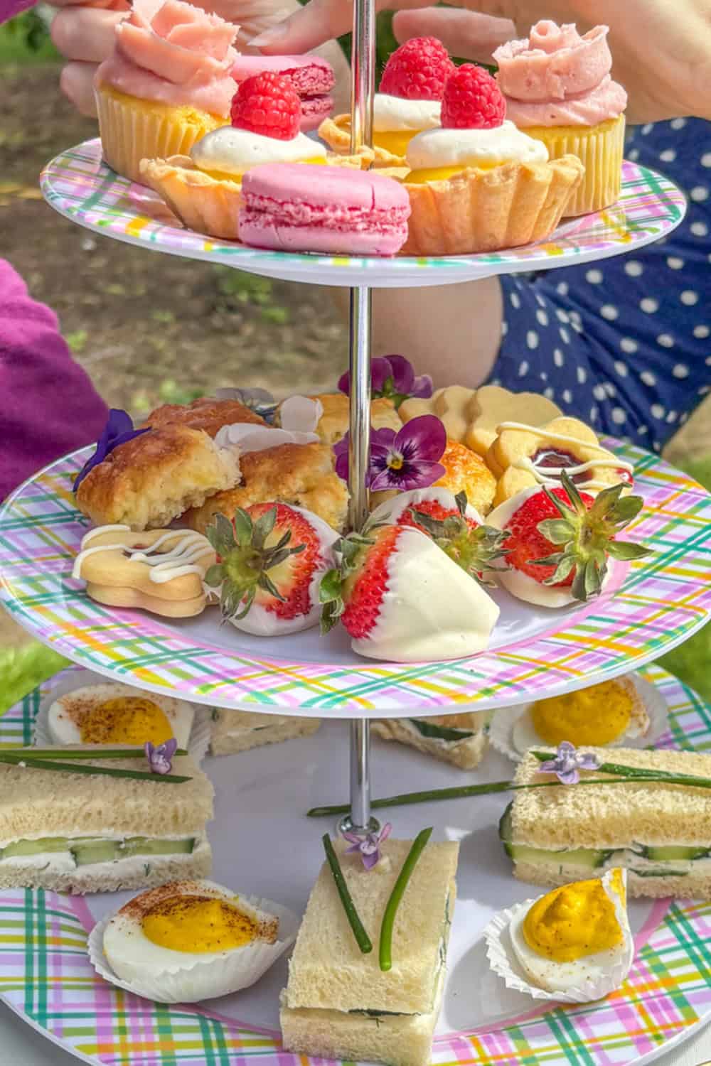 tea party birthday party ideas food on a tiered tea tray