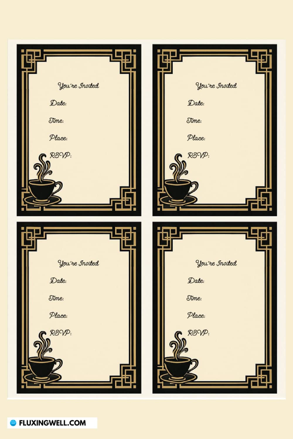 1920s tea party free printable invitations