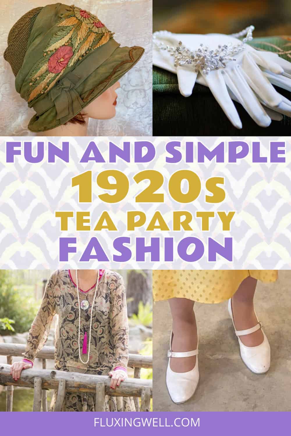 1920s tea party fashion elements collage
