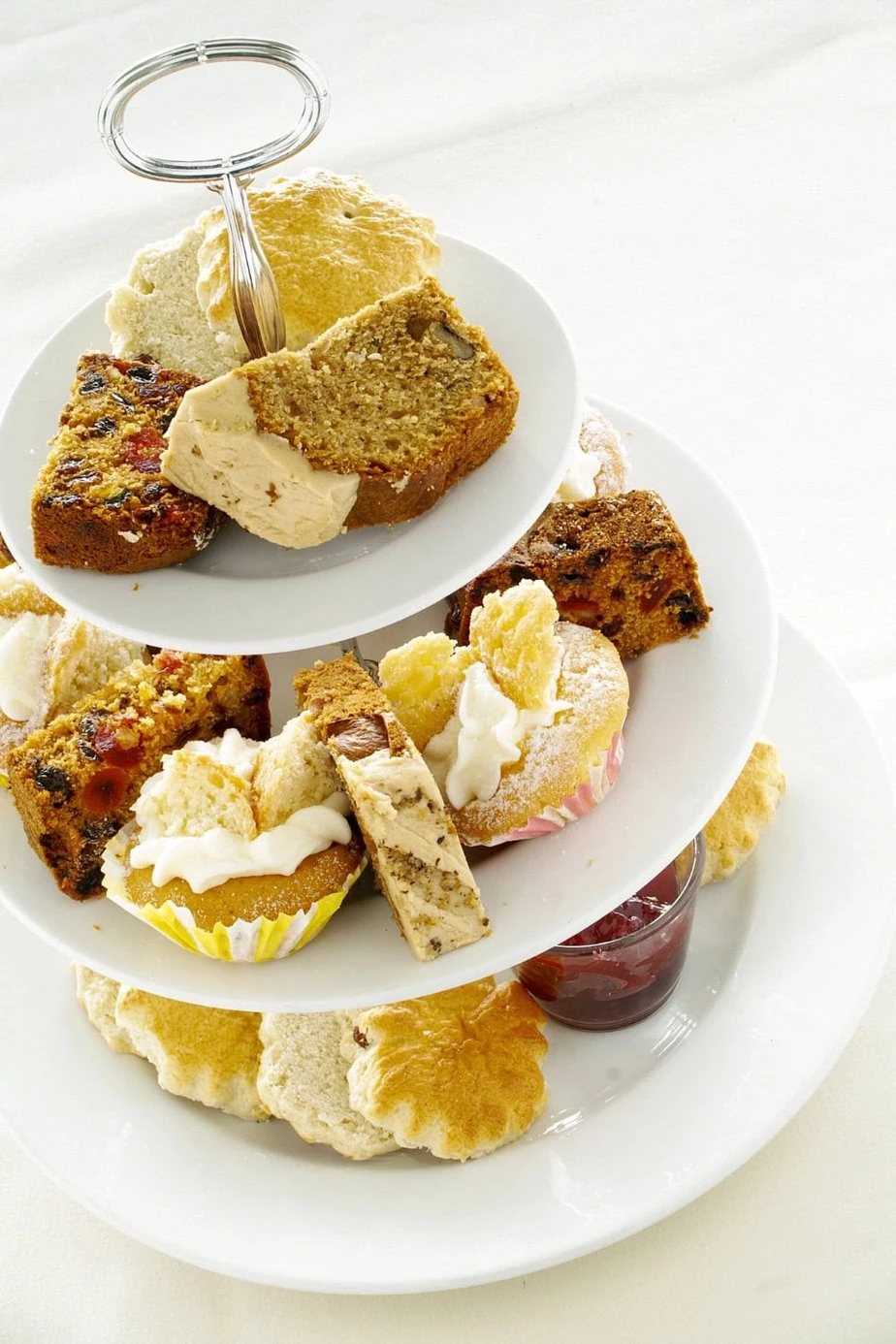 1920s tea party food served on a tiered tray