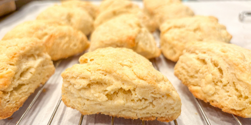 tea party scones on a baking rack