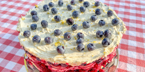 lemon berry mascarpone cake whole