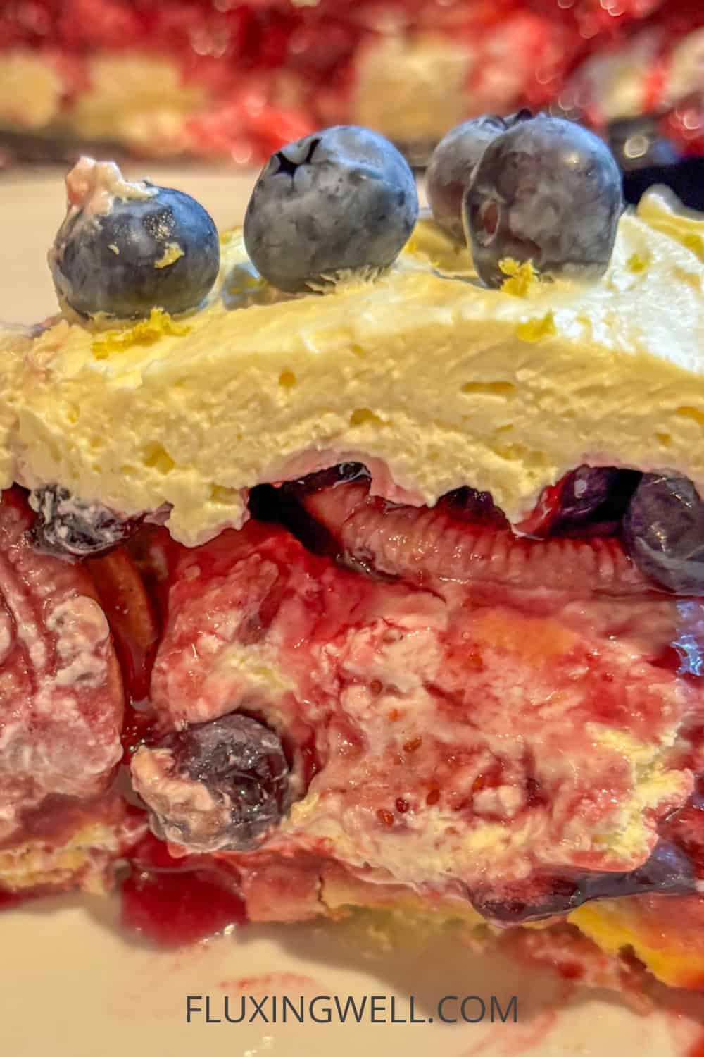 lemon blueberry mascarpone cake slice