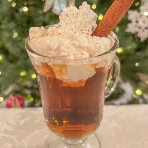 Sugar free apple cider drink with caramel and cinnamon