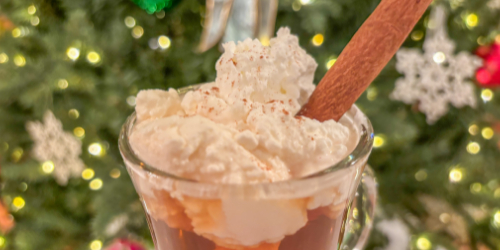 Sugar free apple cider drink with caramel and cinnamon