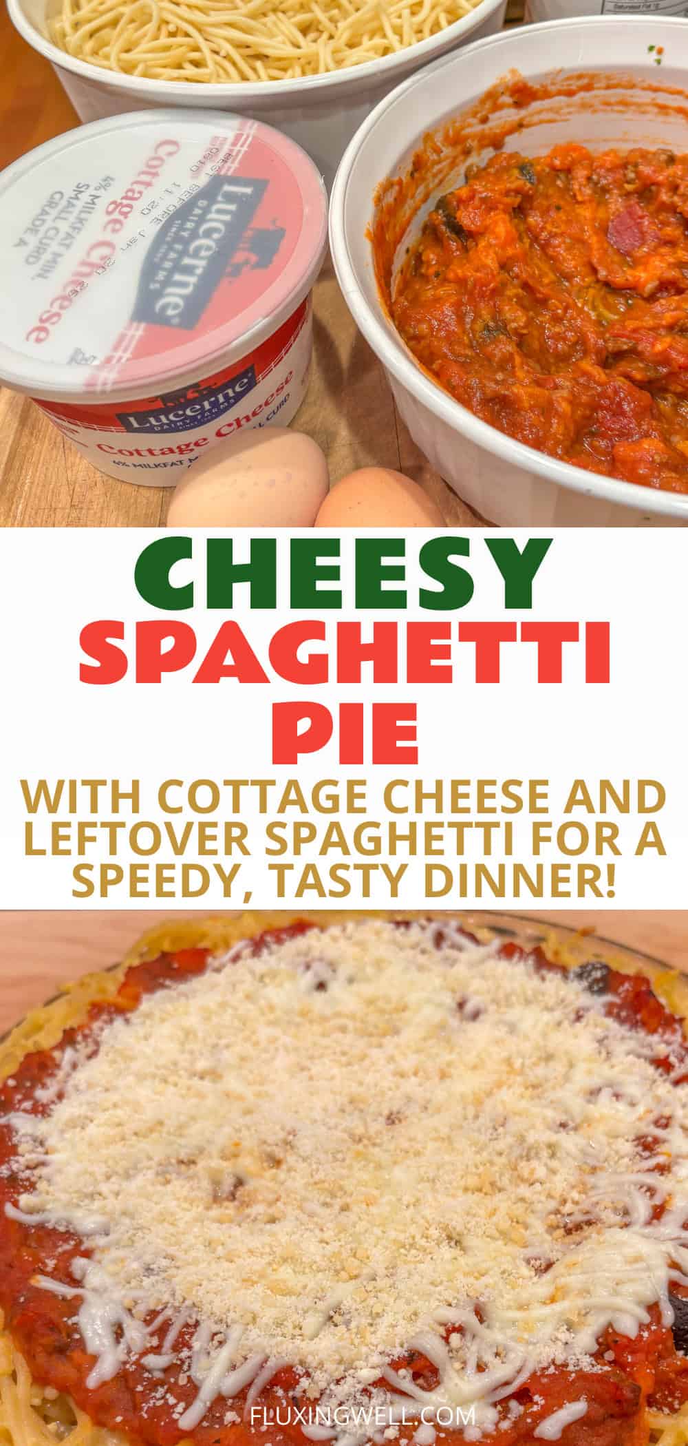 spaghetti pie with cottage cheese and leftover spaghetti