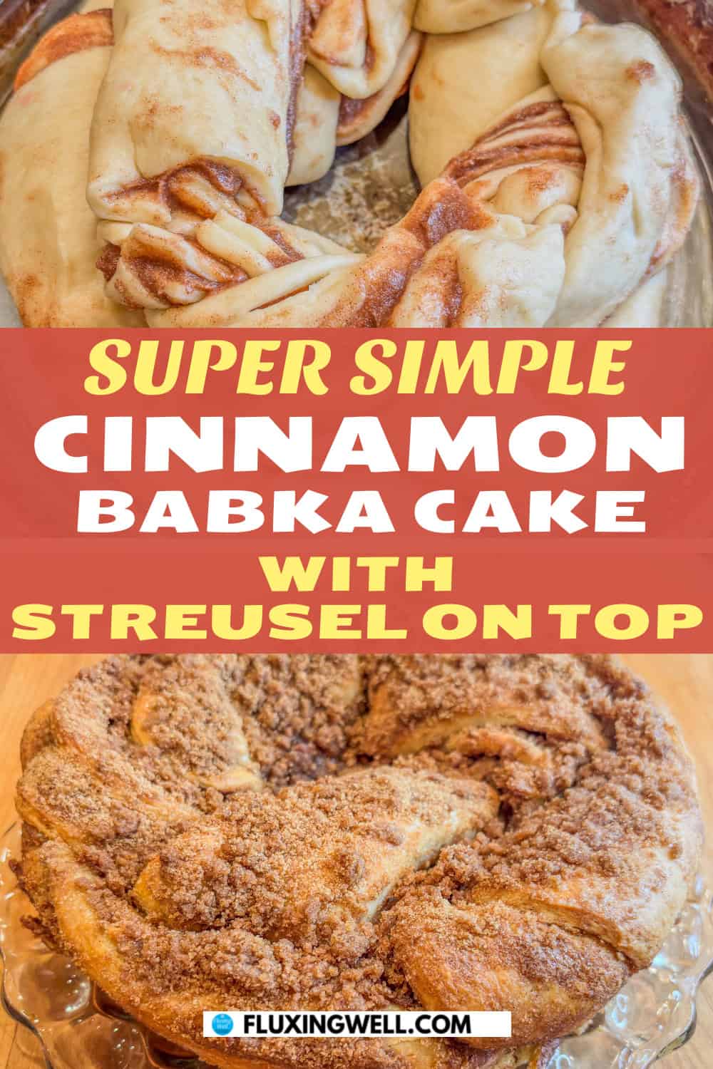 cinnamon babka cake with streusel on top