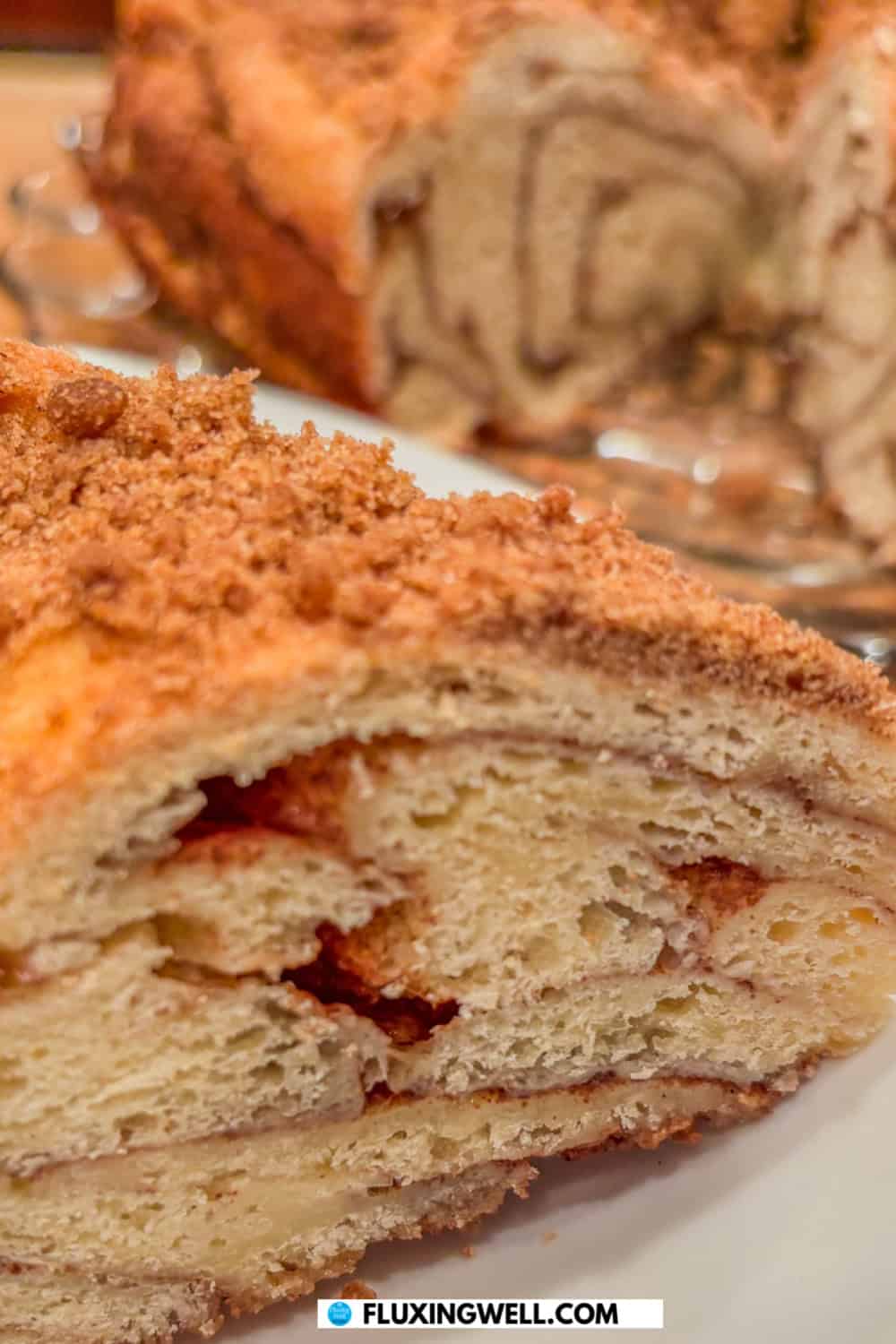 a slice of cinnamon babka cake