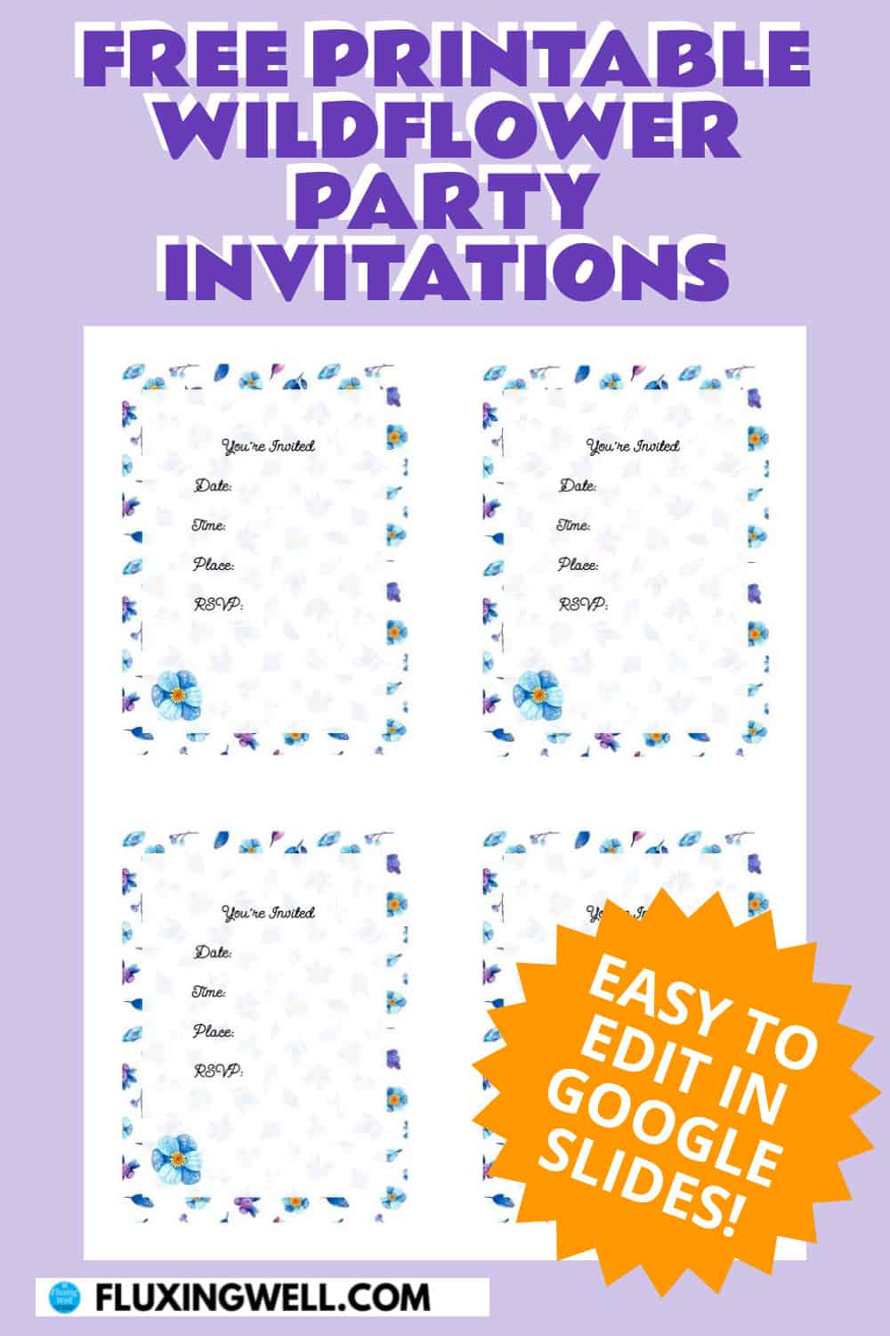 wildflower themed party ideas invitations