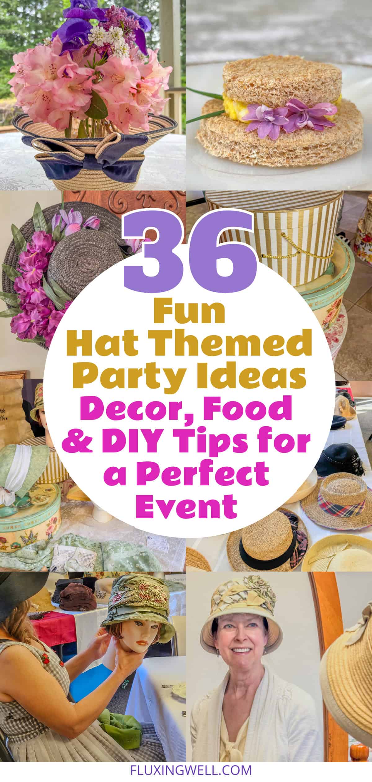 hat party ideas tall collage