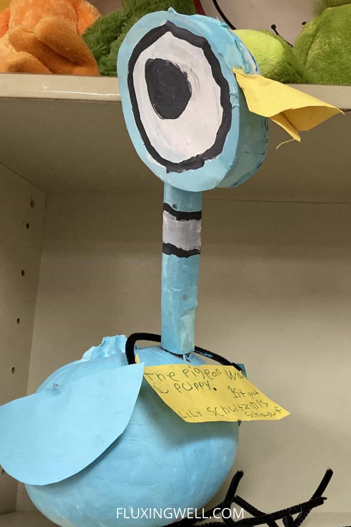 full body pigeon book character pumpkin